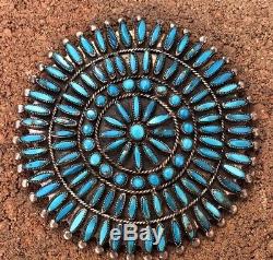 HUGE 3 1/8 Zuni Petit Point Turquoise Valentino Matilda Banteah VMB Pin Pendant