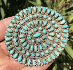 HUGE 3 Old Pawn Zuni Petit Point Turquoise Johnny Mike Begay JMB Pin Brooch