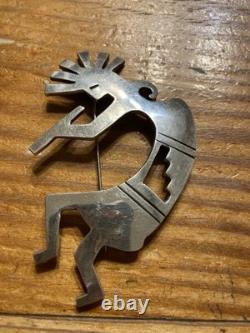 HUGE 3 Vintage Hopi Navajo Sterling KOKOPELLI Dancer Pin Brooch 22 Grams