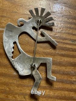 HUGE 3 Vintage Hopi Navajo Sterling KOKOPELLI Dancer Pin Brooch 22 Grams