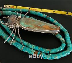 HUGE DEU Sterling Navajo Native American Turquoise & Opal Bug Pin & Pendant