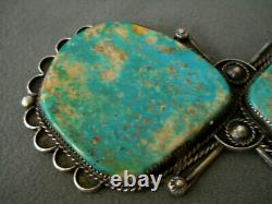 HUGE Native American Navajo Green Turquoise Sterling Silver Pin Brooch 5.25 94g
