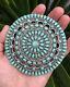 Huge Navajo Larry Moses Begay Turquoise Cluster Sterling Silver Pin Pendant 70g