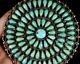 Huge! Old Pawn Navajo Petit Point Cluster Turquoise Sterling Silver Pin Brooch