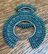 Huge Vintage Zuni Pin/brooch Needlepoint Turquoise Excellent Work Unsigned 31g