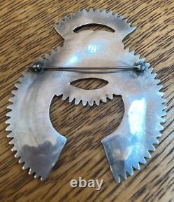 HUGE VINTAGE ZUNI PIN/BROOCH NEEDLEPOINT TURQUOISE EXCELLENT WORK UNSIGNED 31g