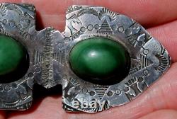 HUGE Very Old Pawn Navajo Sterling Silver & Turquoise Stones ARROWS Brooch Pin