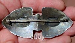 HUGE Very Old Pawn Navajo Sterling Silver & Turquoise Stones ARROWS Brooch Pin