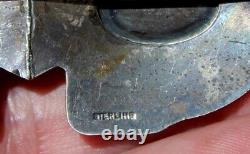 HUGE Very Old Pawn Navajo Sterling Silver & Turquoise Stones ARROWS Brooch Pin
