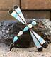 Huge Zuni Dragonfly Multi-stone Turquoise & Mother Of Pearl & Jet Pin Pendant