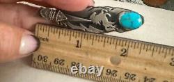 Hand Made Sterling Silver Feather Hat Pin With Turquoise