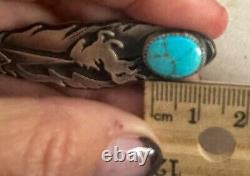 Hand Made Sterling Silver Feather Hat Pin With Turquoise