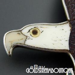 Harlan & Monica Coonsis Zuni 925 Silver Carved Gemstones Bald Eagle Pendant Pin