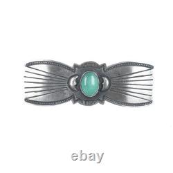 Harry Morgan (1947-2008) Navajo Heavy stamped sterling silver and turquosie pin Harry Morgan (1947-2008) Navajo Heavy stamped sterling silver and turquosie pin