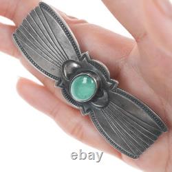 Harry Morgan (1947-2008) Navajo Heavy stamped sterling silver and turquosie pin