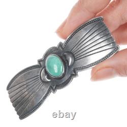 Harry Morgan (1947-2008) Navajo Heavy stamped sterling silver and turquosie pin