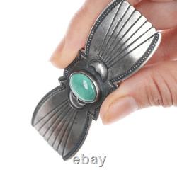 Harry Morgan (1947-2008) Navajo Heavy stamped sterling silver and turquosie pin