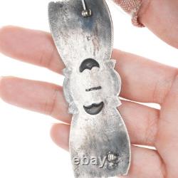 Harry Morgan (1947-2008) Navajo Heavy stamped sterling silver and turquosie pin