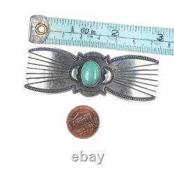 Harry Morgan (1947-2008) Navajo Heavy stamped sterling silver and turquosie pin
