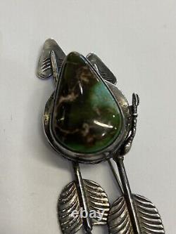 Hartman's Durango Native American Sterling Turquoise Double Arrow Pin