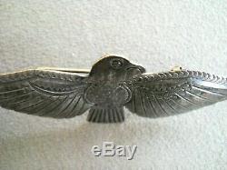 Harvey Era Native American Hand Stamped Sterling Silver Thunderbird Pin Brooch