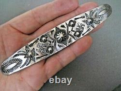 Harvey Era Native American Sterling Silver Whirling Logs Arrows Stamps Pin 6