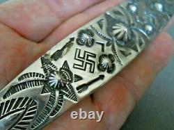 Harvey Era Native American Sterling Silver Whirling Logs Arrows Stamps Pin 6