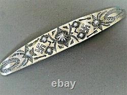 Harvey Era Native American Sterling Silver Whirling Logs Arrows Stamps Pin 6