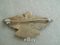 Harvey Era Navajo Turquoise Stamped Sterling Silver Thunderbird Pin / Brooch