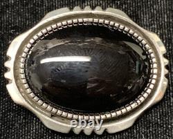 Heavy Vintage Native American Navajo Sterling & Onyx Pin/Brooch Pendant 18.7g