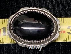 Heavy Vintage Native American Navajo Sterling & Onyx Pin/Brooch Pendant 18.7g