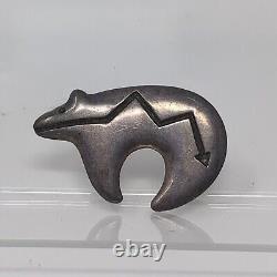 Henry Mariano Navajo Spirit Bear Sterling Silver Stamped Signed HM Pin