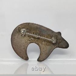 Henry Mariano Navajo Spirit Bear Sterling Silver Stamped Signed HM Pin