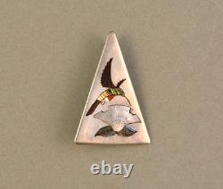 Henry and Linda Barber Vintage Zuni Silver Inlay Pin / Pendant Hummingbird