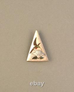 Henry and Linda Barber Vintage Zuni Silver Inlay Pin / Pendant Hummingbird