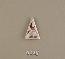 Henry and Linda Barber Vintage Zuni Silver Inlay Pin / Pendant Hummingbird