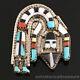 Herbert & Esther Cellicion Native American Zuni Silver Rainbow Man Pin Pendant