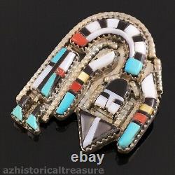 Herbert & Esther Cellicion Native American Zuni Silver Rainbow Man Pin Pendant