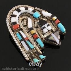 Herbert & Esther Cellicion Native American Zuni Silver Rainbow Man Pin Pendant