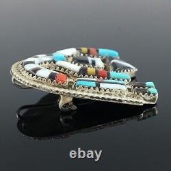 Herbert & Esther Cellicion Native American Zuni Silver Rainbow Man Pin Pendant