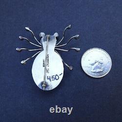 Herbert Ration NAVAJO Hand-Stamped Sterling Silver AMBER INSECT Bug PIN/BROOCH