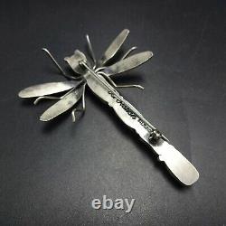 Herbert Ration NAVAJO Hand-Stamped Sterling Silver CORAL DRAGONFLY PIN/BROOCH