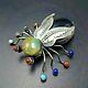 Herbert Ration Navajo Sterling Silver Hematite And Turquoise Spider Pin/brooch