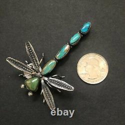 Herbert Ration NAVAJO Sterling Silver NATURAL TURQUOISE DRAGONFLY PIN/BROOCH