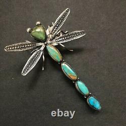 Herbert Ration NAVAJO Sterling Silver NATURAL TURQUOISE DRAGONFLY PIN/BROOCH