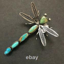 Herbert Ration NAVAJO Sterling Silver NATURAL TURQUOISE DRAGONFLY PIN/BROOCH