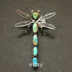 Herbert Ration NAVAJO Sterling Silver NATURAL TURQUOISE DRAGONFLY PIN/BROOCH