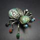 Herbert Ration Navajo Sterling Silver Turquoise Bug Insect Gemstone Pin/brooch