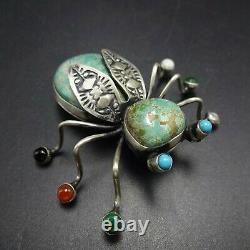 Herbert Ration NAVAJO Sterling Silver TURQUOISE BUG INSECT Gemstone PIN/BROOCH