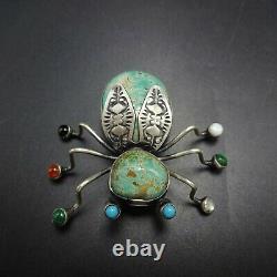 Herbert Ration NAVAJO Sterling Silver TURQUOISE BUG INSECT Gemstone PIN/BROOCH